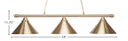 Oxford Three Light Bar in New Age Brass with 14" New Age Brass Cone Metal Shade Shade