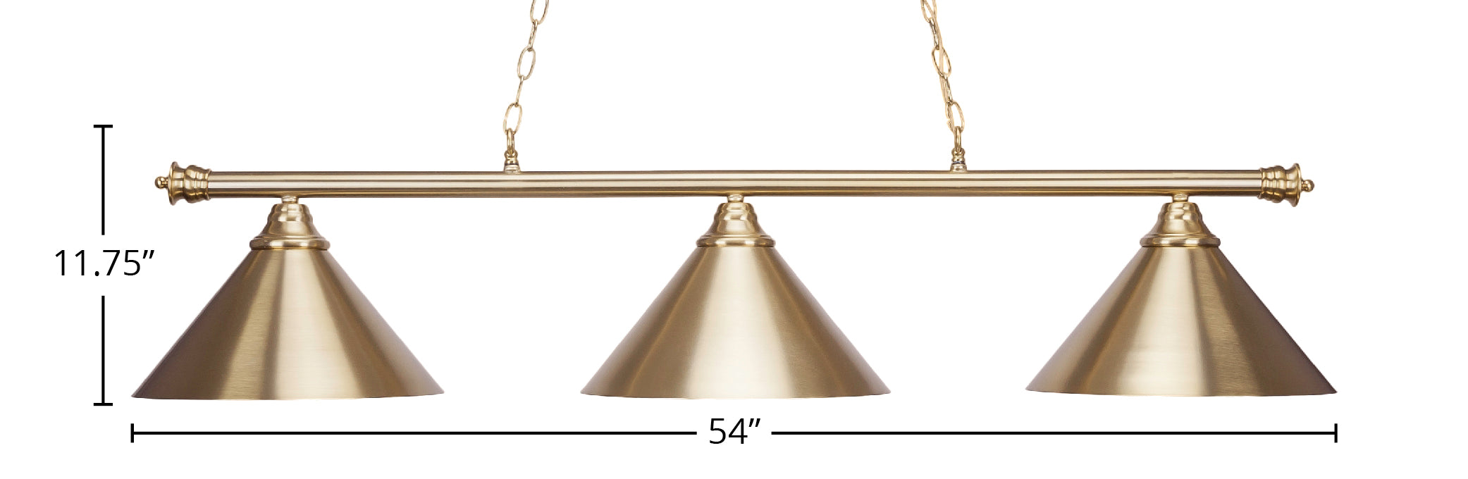 Oxford Three Light Bar in New Age Brass with 14" New Age Brass Cone Metal Shade Shade