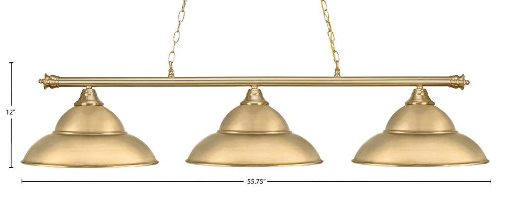 Oxford Three Light Bar in New Age Brass with 16" New Age Brass Double Bubble Metal Shade Shade