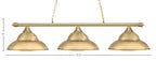 Oxford Three Light Bar in New Age Brass with 16" New Age Brass Double Bubble Metal Shade Shade
