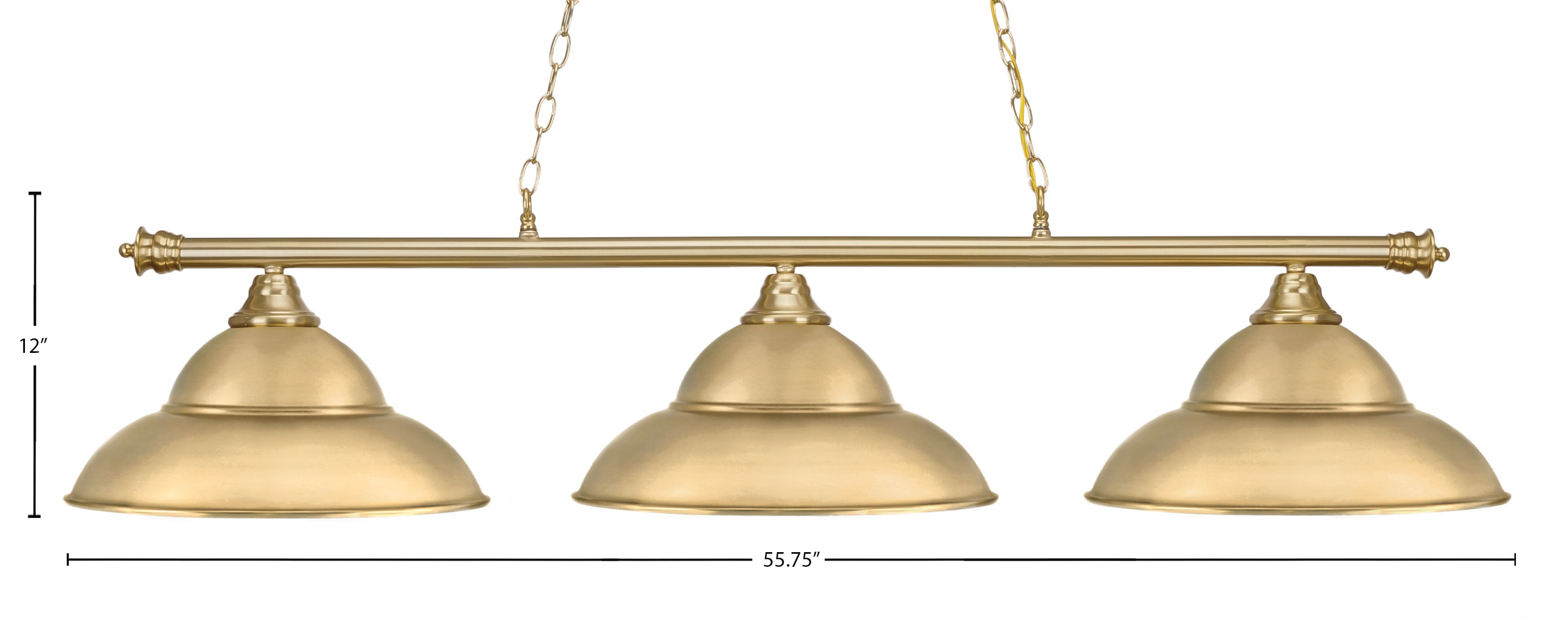 Oxford Three Light Bar in New Age Brass with 16" New Age Brass Double Bubble Metal Shade Shade