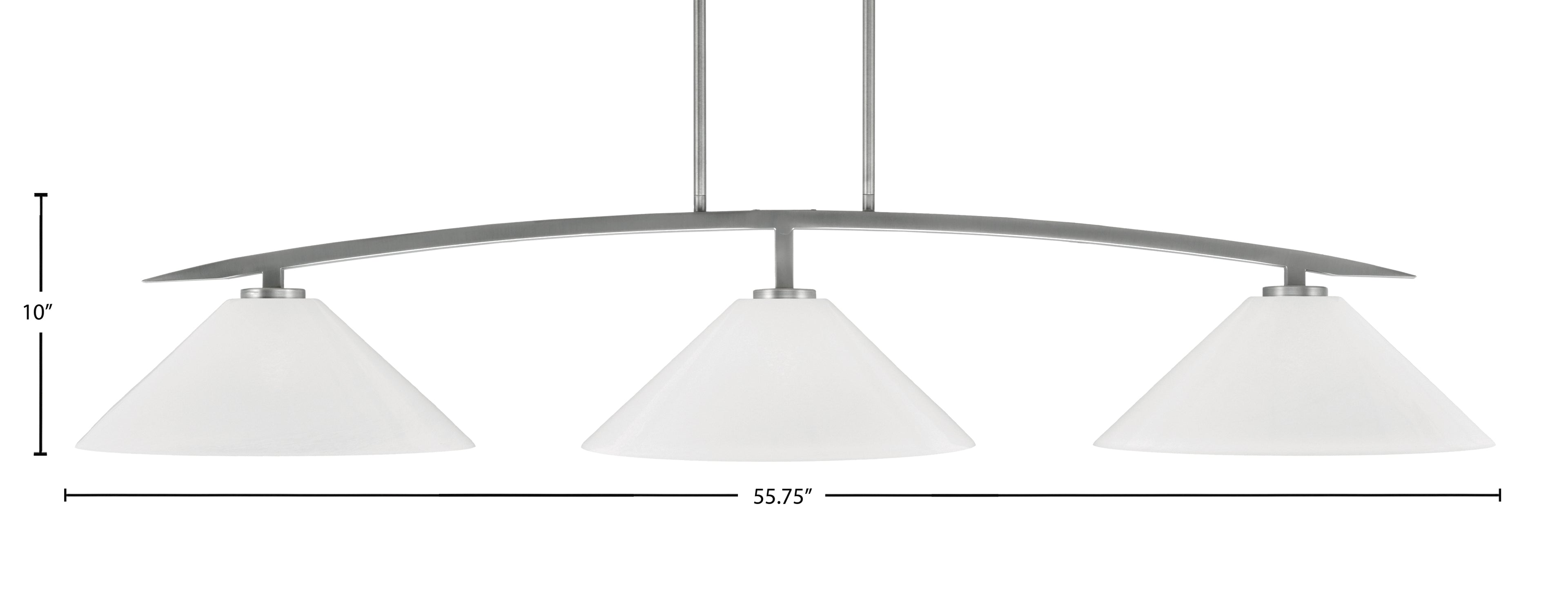 Kurve Three Light Bar in Graphite with 16" White Marble Shade