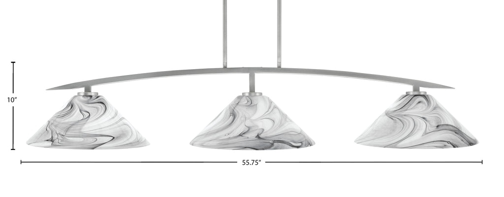 Kurve Three Light Bar in Graphite with 16" Onyx Swirl Shade