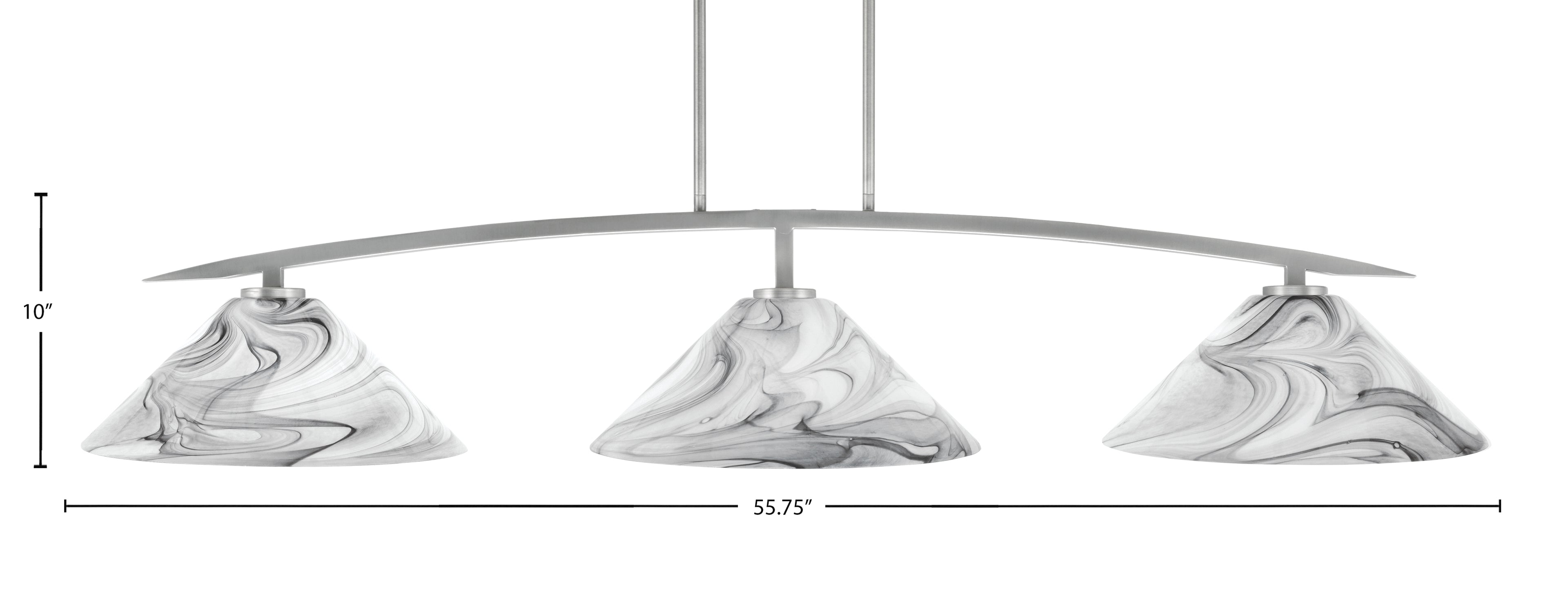 Kurve Three Light Bar in Graphite with 16" Onyx Swirl Shade