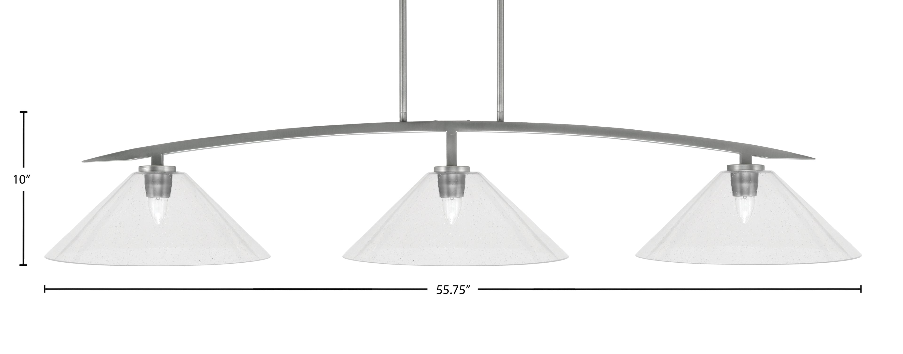 Kurve Three Light Bar in Graphite with 16" Clear Bubble Shade