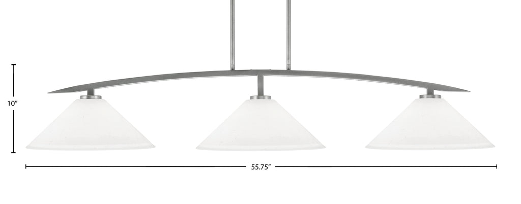 Kurve Three Light Bar in Graphite with 16" White Muslin Shade