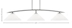 Kurve Three Light Bar in Graphite with 16" White Muslin Shade