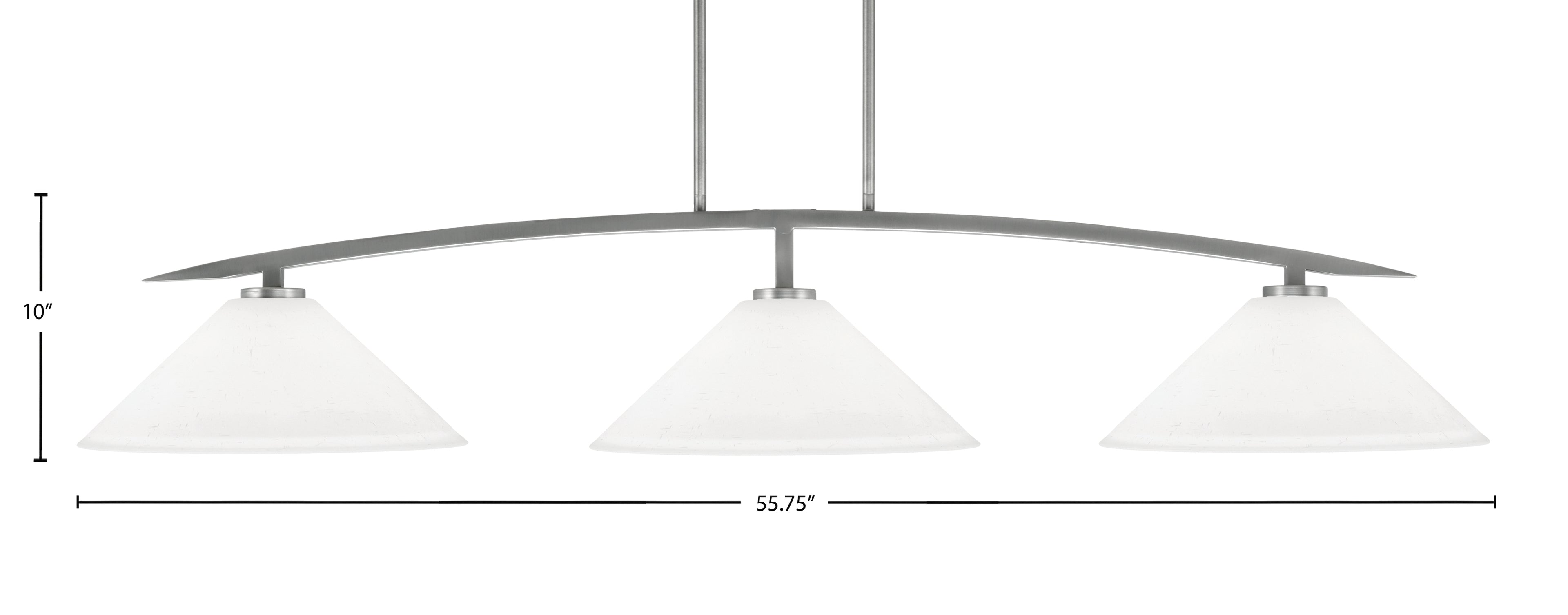 Kurve Three Light Bar in Graphite with 16" White Muslin Shade