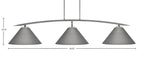 Kurve Three Light Bar in Graphite with 14" Graphite Cone Metal Shade Shade