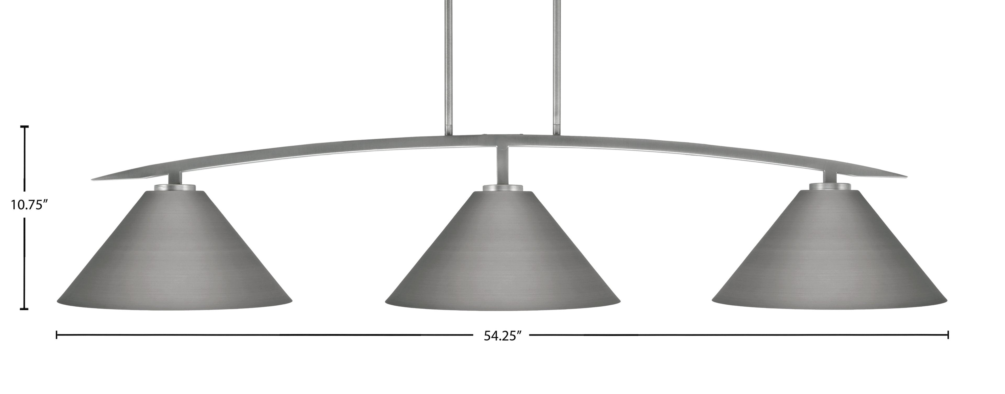 Kurve Three Light Bar in Graphite with 14" Graphite Cone Metal Shade Shade