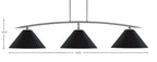 Kurve Three Light Bar in Graphite with 14" Matte Black Cone Metal Shade Shade