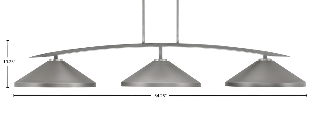 Kurve Three Light Bar in Graphite with 14" Graphite Cone Metal Shade Shade