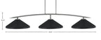 Kurve Three Light Bar in Graphite with 14" Matte Black Cone Metal Shade Shade