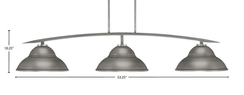 Kurve Three Light Bar in Graphite with 13" Graphite Double Bubble Metal Shade Shade