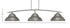 Kurve Three Light Bar in Graphite with 13" Graphite Double Bubble Metal Shade Shade