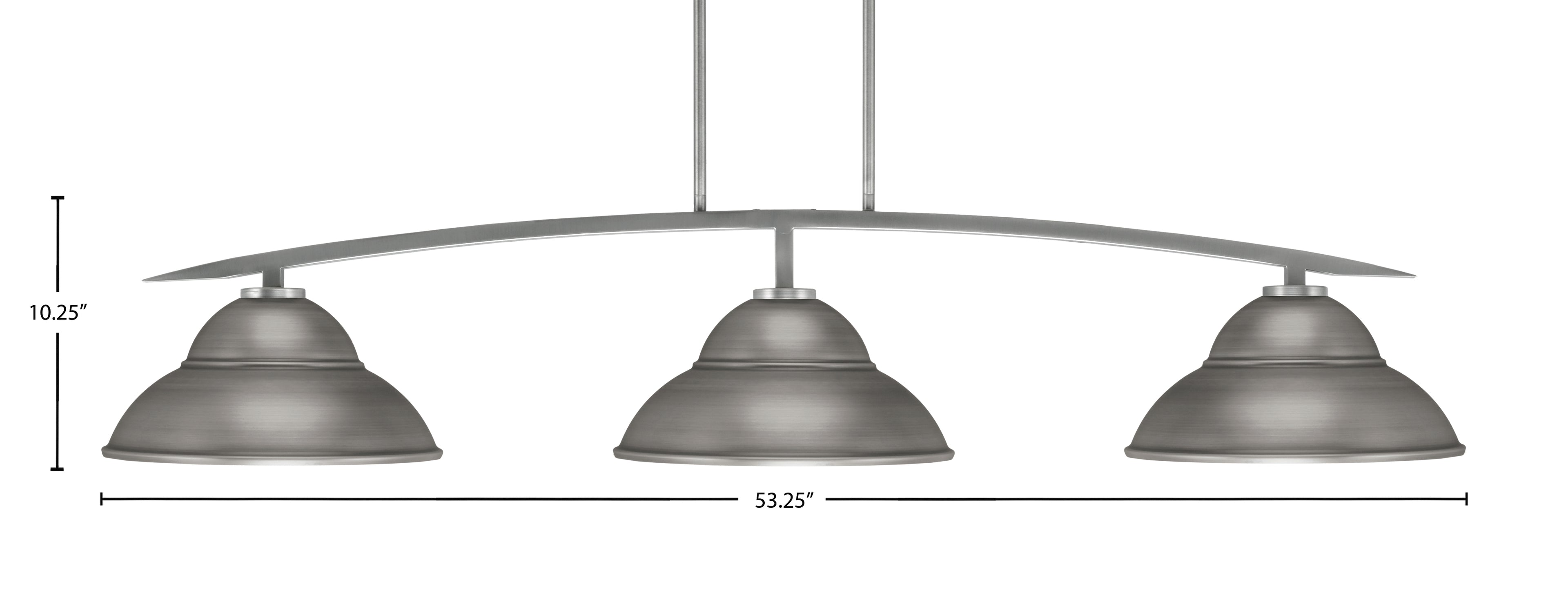 Kurve Three Light Bar in Graphite with 13" Graphite Double Bubble Metal Shade Shade