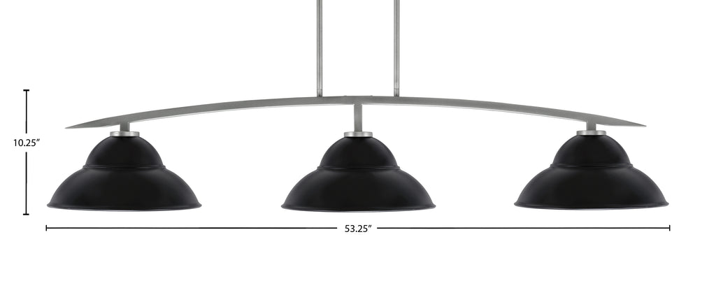 Kurve Three Light Bar in Graphite with 13" Matte Black Double Bubble Metal Shade Shade