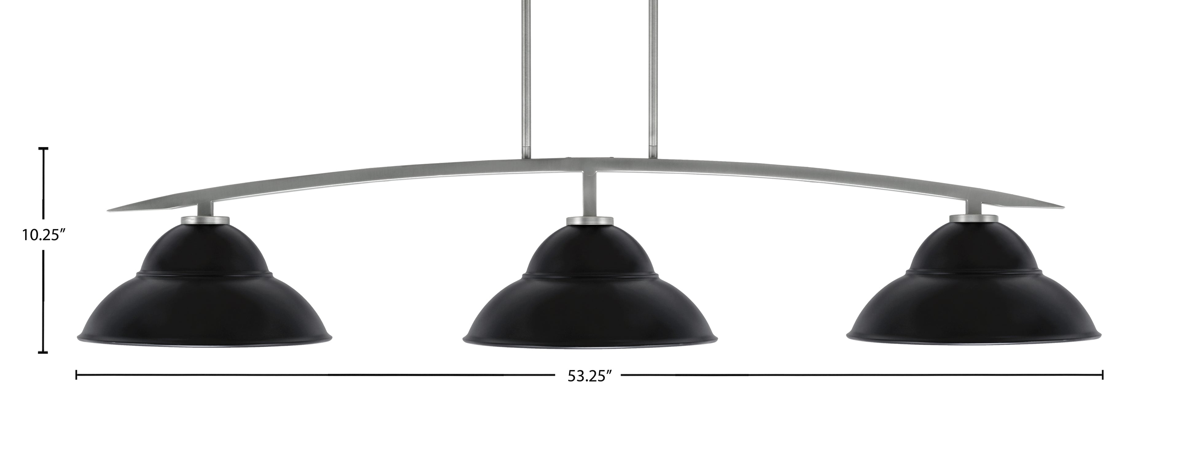 Kurve Three Light Bar in Graphite with 13" Matte Black Double Bubble Metal Shade Shade
