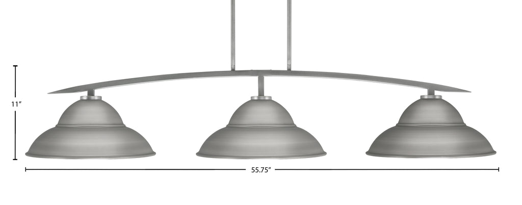 Kurve Three Light Bar in Graphite with 16" Graphite Double Bubble Metal Shade Shade