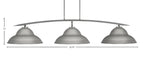 Kurve Three Light Bar in Graphite with 16" Graphite Double Bubble Metal Shade Shade