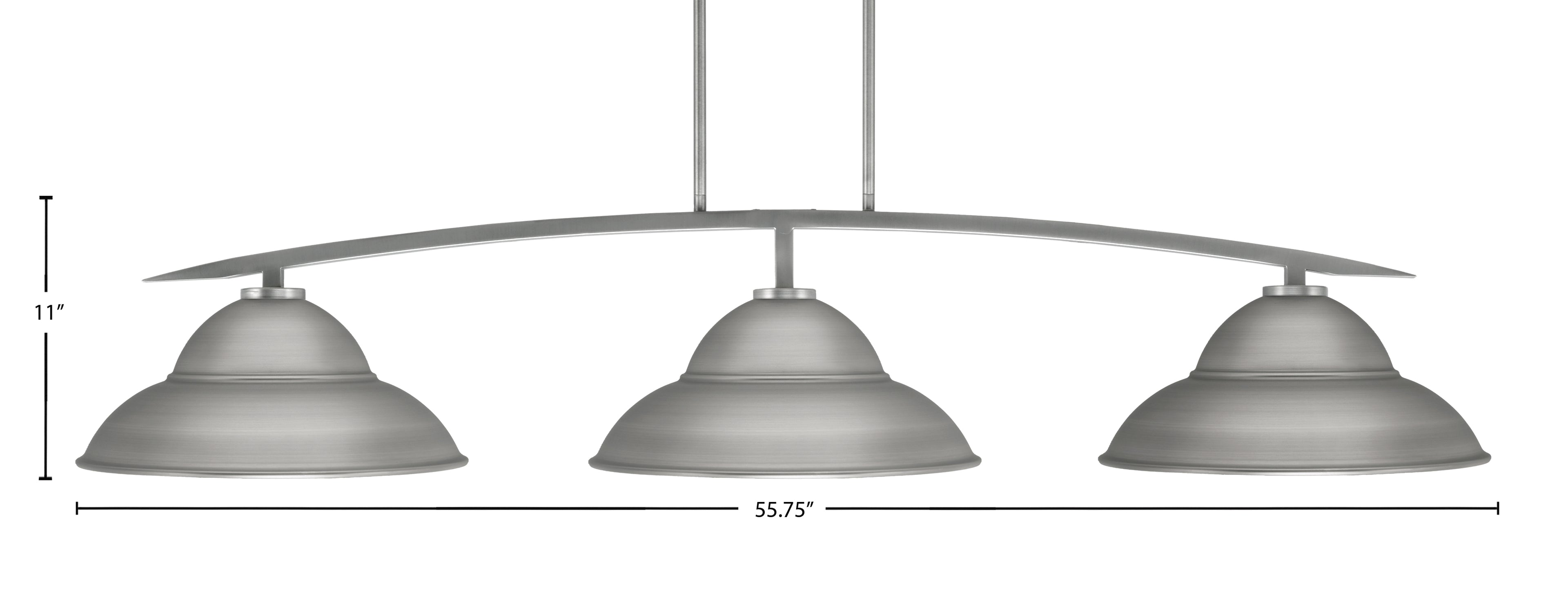 Kurve Three Light Bar in Graphite with 16" Graphite Double Bubble Metal Shade Shade