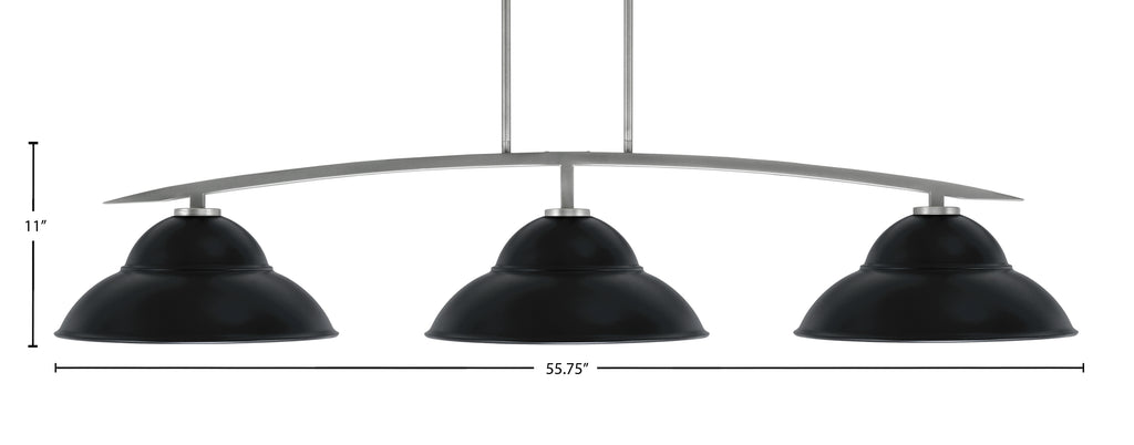 Kurve Three Light Bar in Graphite with 16" Matte Black Double Bubble Metal Shade Shade