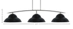Kurve Three Light Bar in Graphite with 16" Matte Black Double Bubble Metal Shade Shade