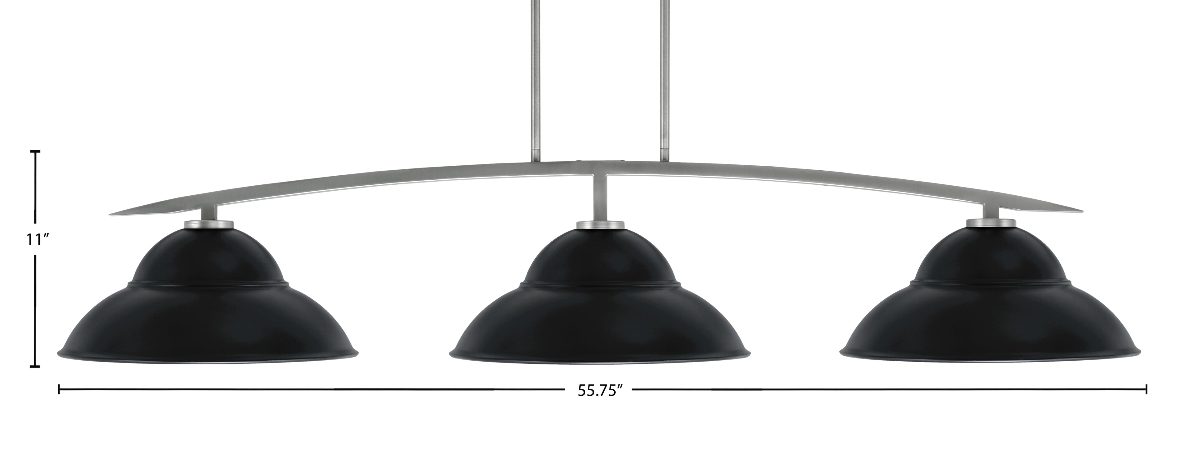 Kurve Three Light Bar in Graphite with 16" Matte Black Double Bubble Metal Shade Shade