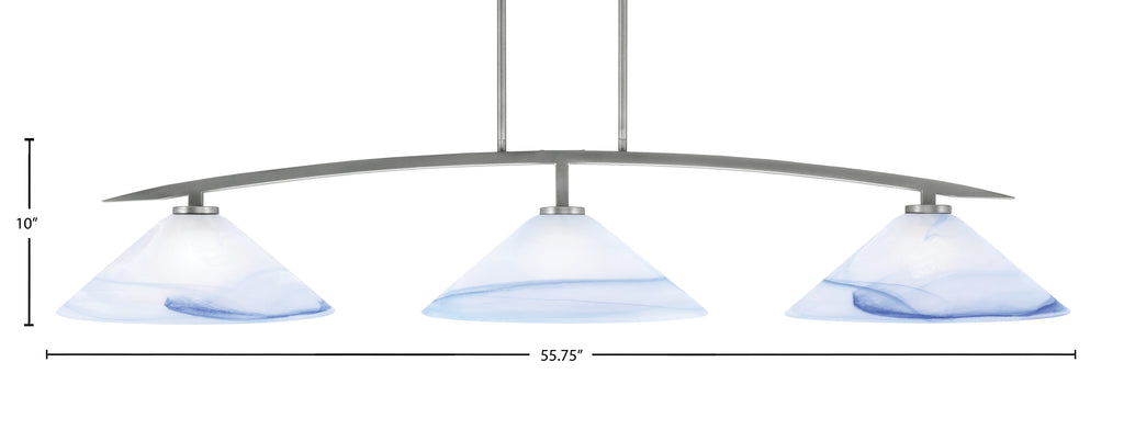 Kurve Three Light Bar in Graphite with 16" Blue Swirl Shade
