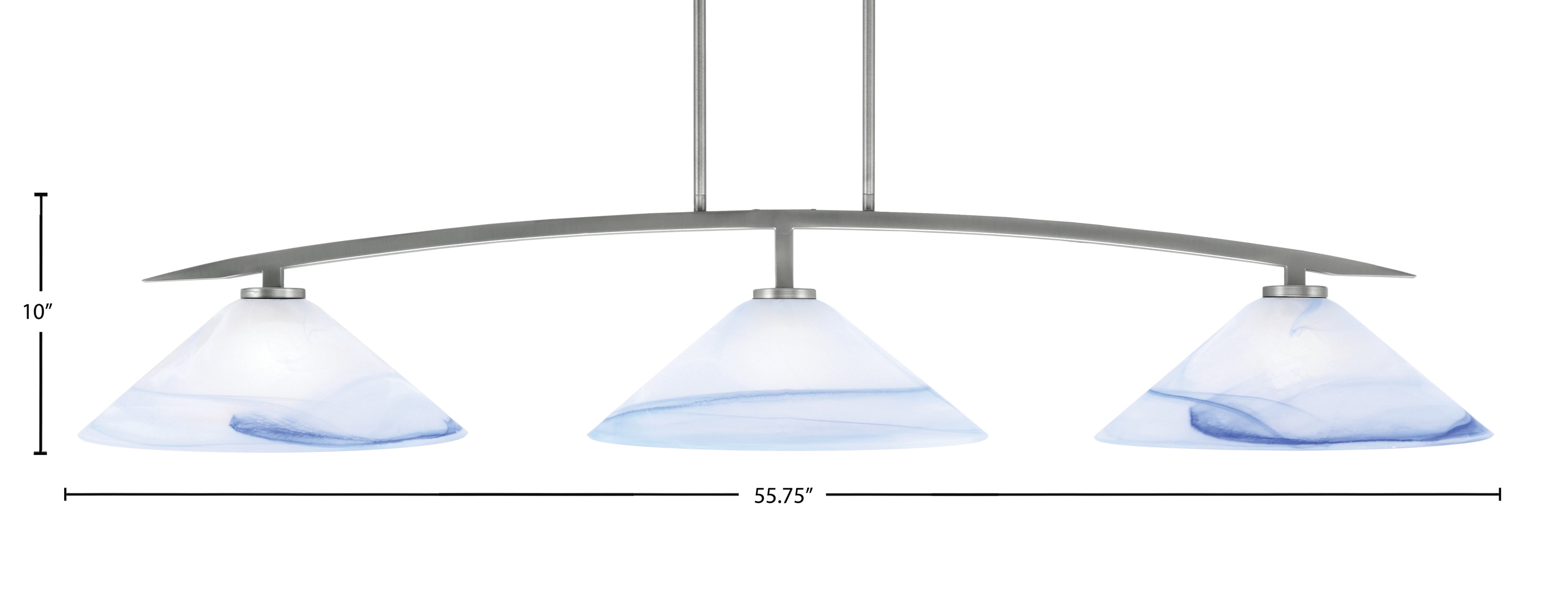 Kurve Three Light Bar in Graphite with 16" Blue Swirl Shade