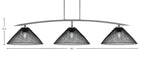 Kurve Three Light Bar in Graphite with 14" Matte Black Cone Mesh Metal Shade Shade