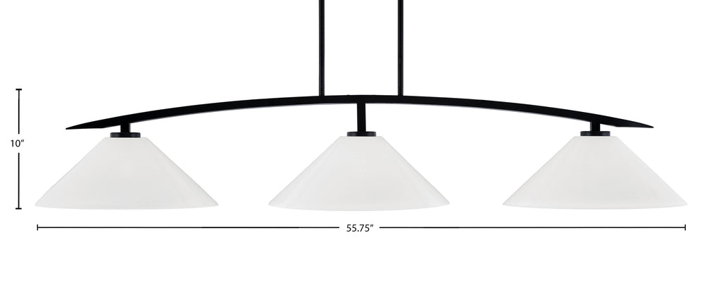 Kurve Three Light Bar in Matte Black with White Marble Glass Shade