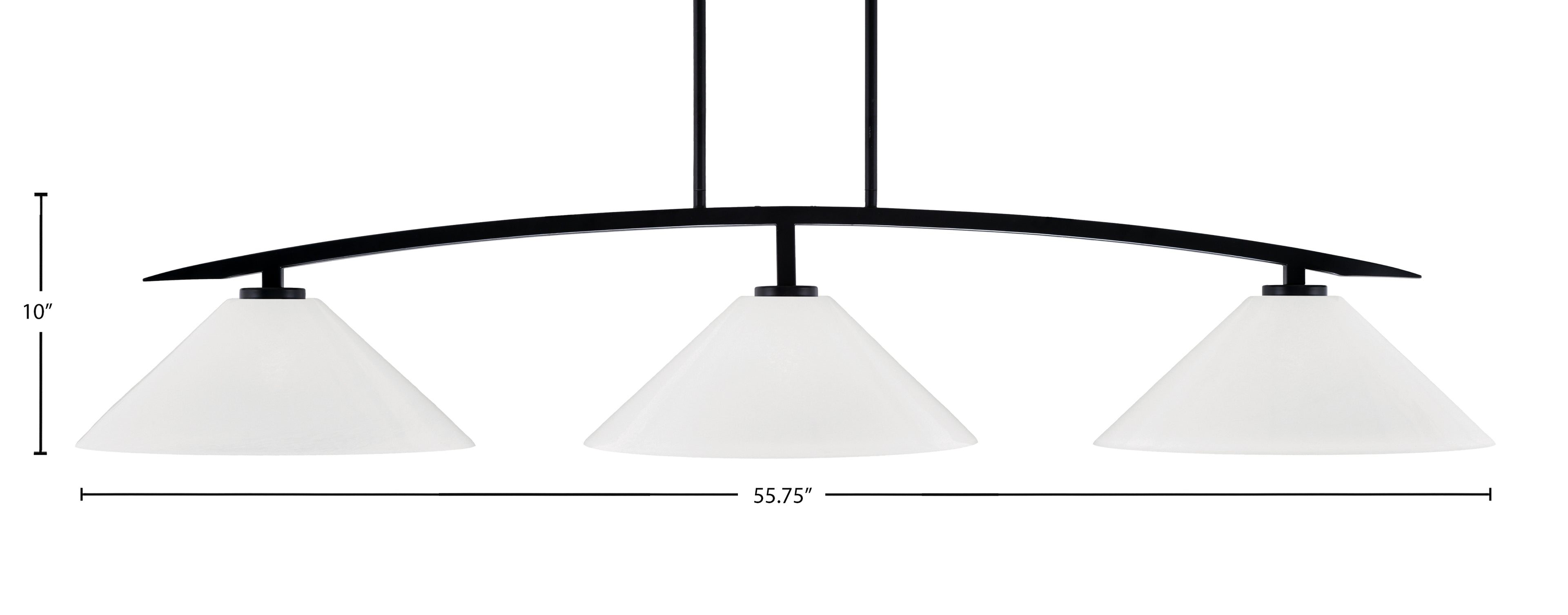 Kurve Three Light Bar in Matte Black with White Marble Glass Shade
