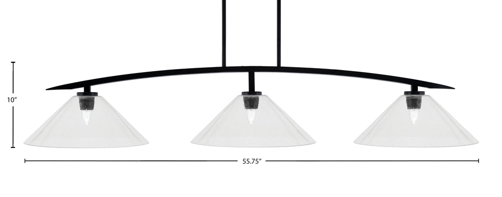 Kurve Three Light Bar in Matte Black with Clear Bubble Shade
