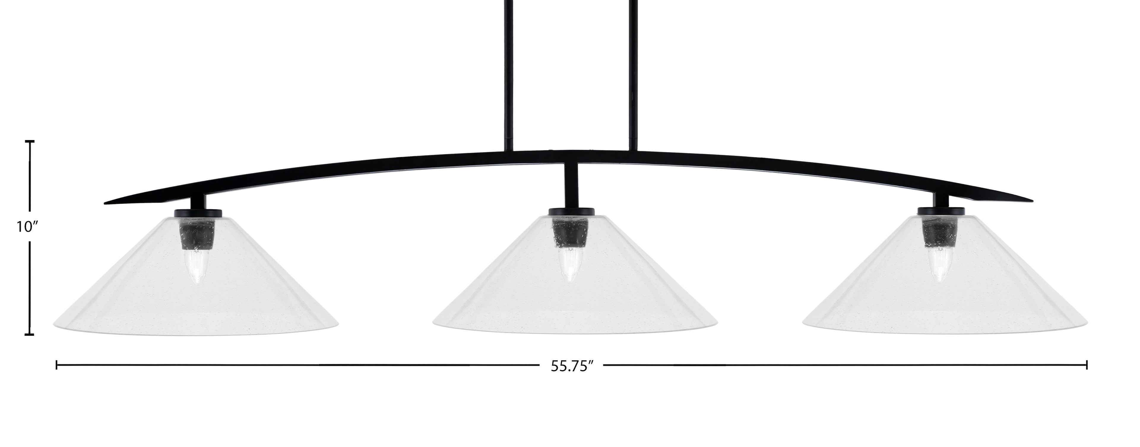 Kurve Three Light Bar in Matte Black with Clear Bubble Shade