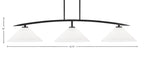 Kurve Three Light Bar in Matte Black with 16" White Muslin Shade