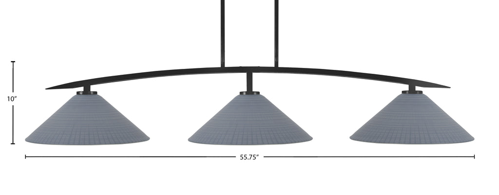 Kurve Three Light Bar in Matte Black with 16" Gray Matrix Shade