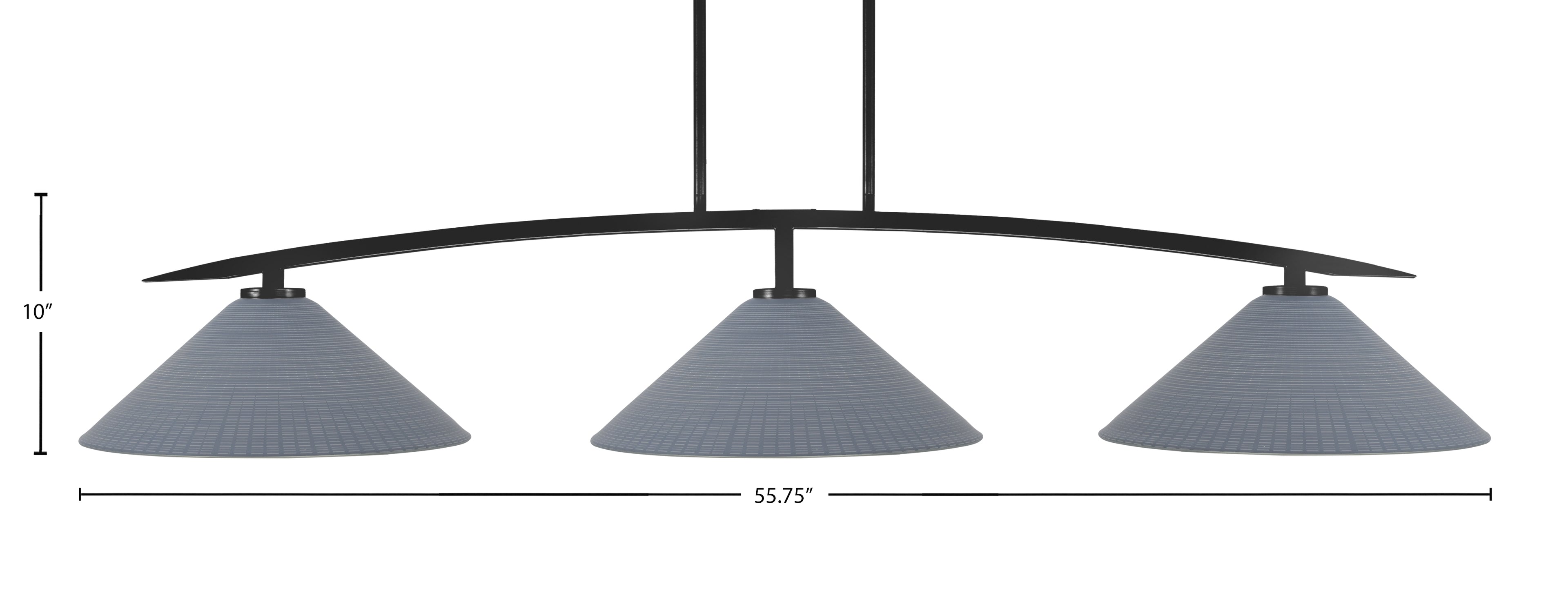 Kurve Three Light Bar in Matte Black with 16" Gray Matrix Shade