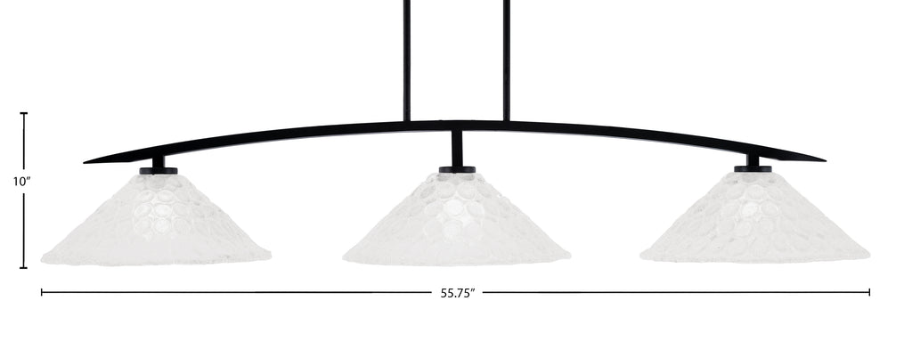 Kurve Three Light Bar in Matte Black with Italian Bubble Shade
