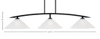 Kurve Three Light Bar in Matte Black with Italian Bubble Shade