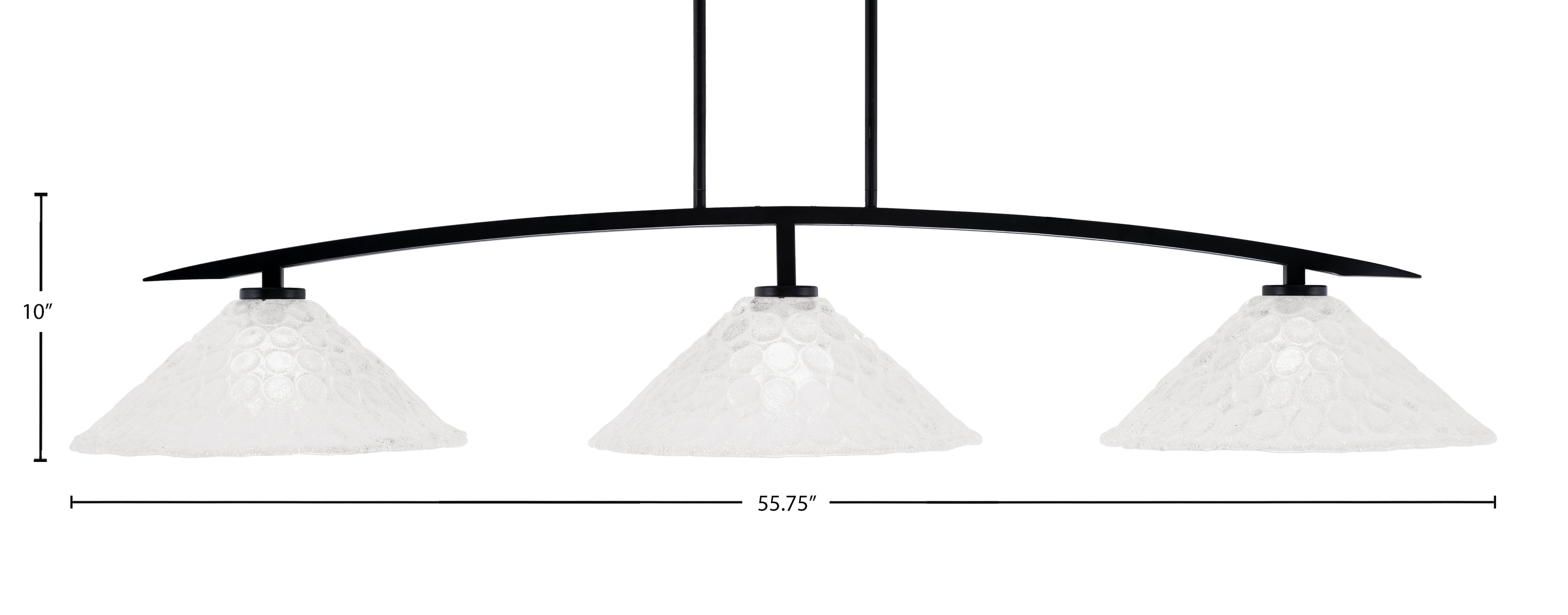Kurve Three Light Bar in Matte Black with Italian Bubble Shade