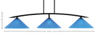 Kurve Three Light Bar in Matte Black with Blue Italian Shade