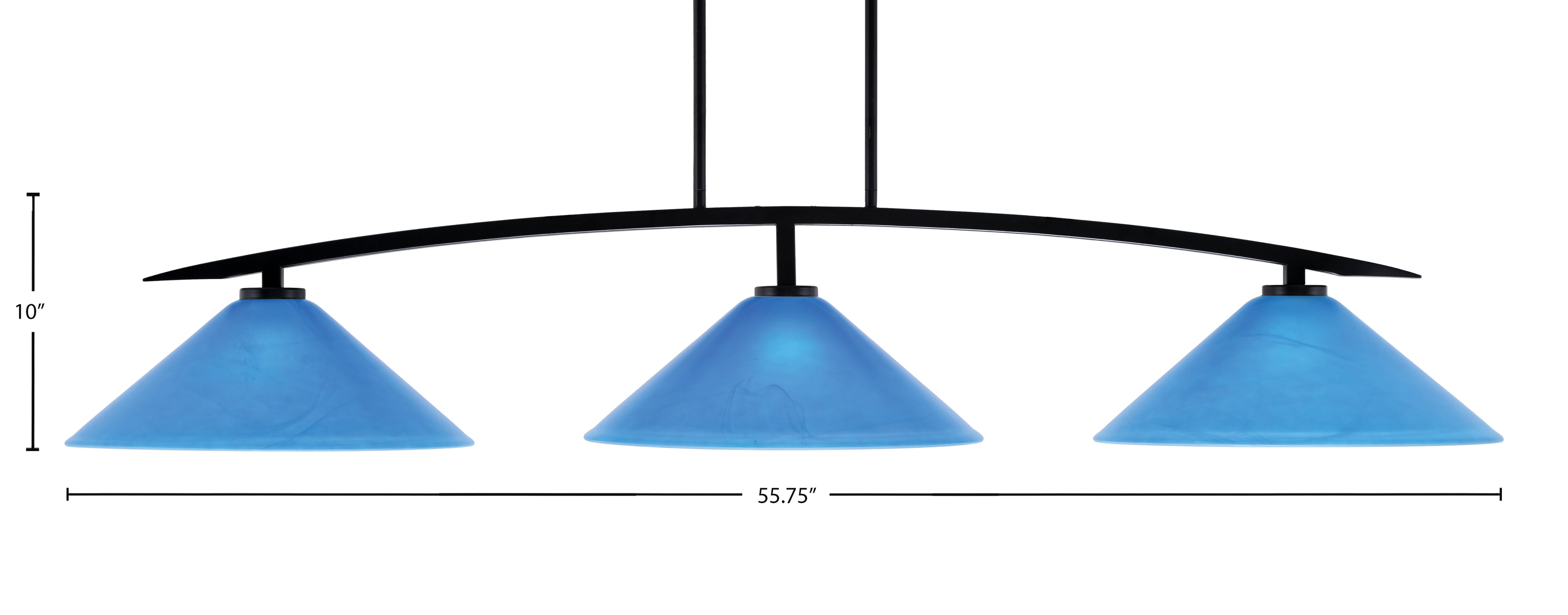 Kurve Three Light Bar in Matte Black with Blue Italian Shade