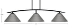 Kurve Three Light Bar in Matte Black with Graphite Cone Metal Shades Shade