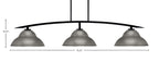 Kurve Three Light Bar in Matte Black with Graphite Double Bubble Metal Shades Shade