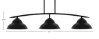 Kurve Three Light Bar in Matte Black with Matte Black Double Bubble Metal Shades Shade