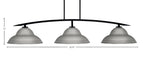 Kurve Three Light Bar in Matte Black with Graphite Double Bubble Metal Shades Shade
