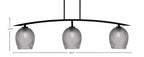 Kurve Three Light Bar in Matte Black with Smoke Textured Glass Shade