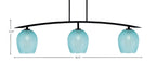 Kurve Three Light Bar in Matte Black with Turquoise Textured Shade