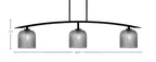 Kurve Three Light Bar in Matte Black with Smoke Textured Glass Shade